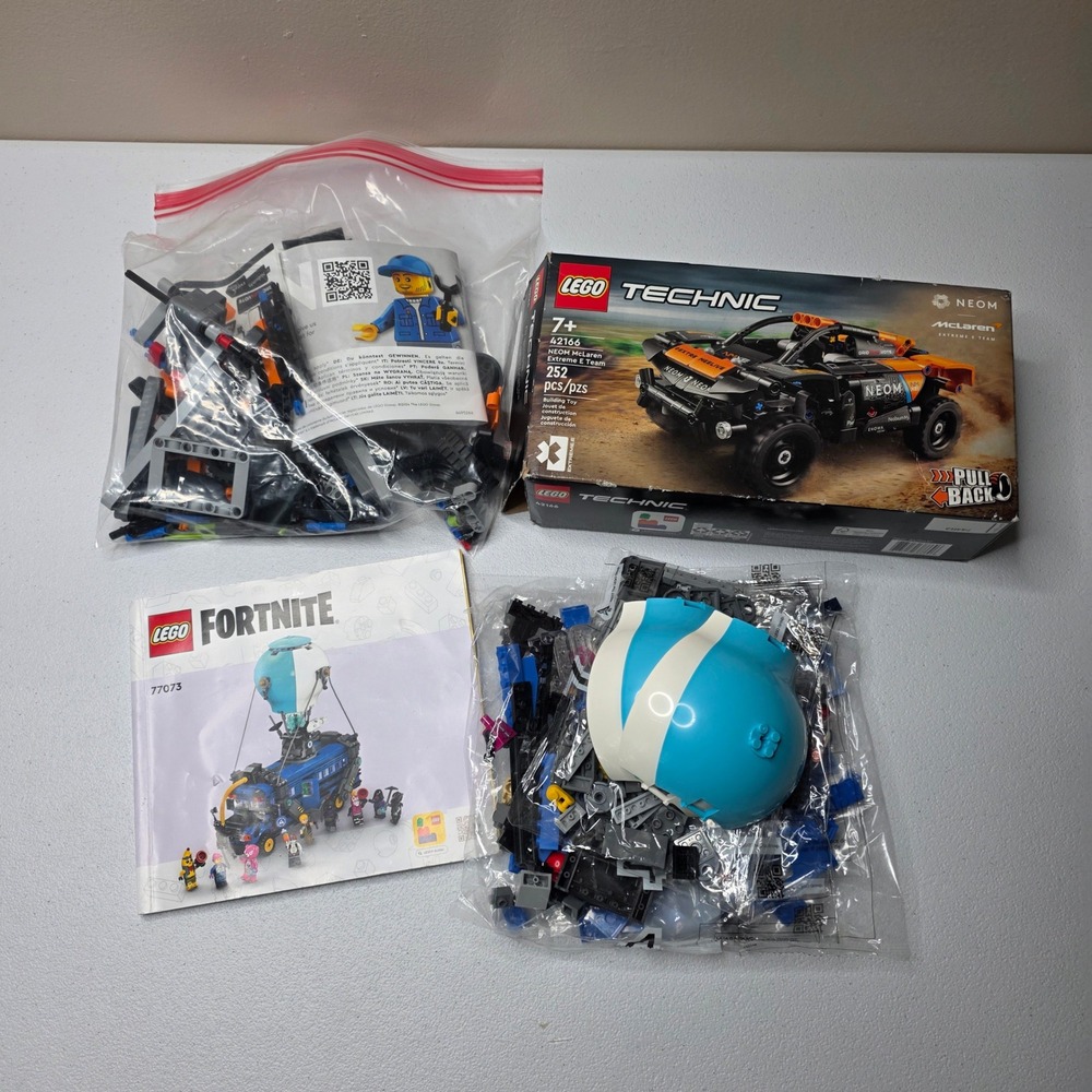LEGO Technic McLaren 42166 & Fortnite‎ Battle Bus 77073 Mixed Lot NOT COMPLETE